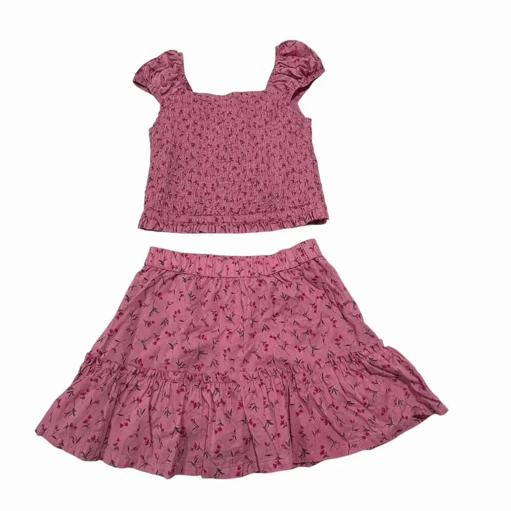 Gap Girls Skirt Set Size Large 10 Pink Floral